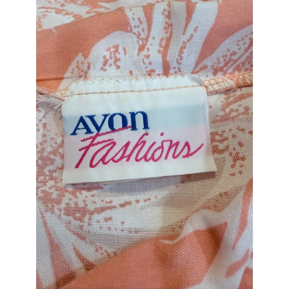 Avon Fashions Rayon Shorts Shirt Set 12 Peach Tropical Floral USA Resort 2 Piece